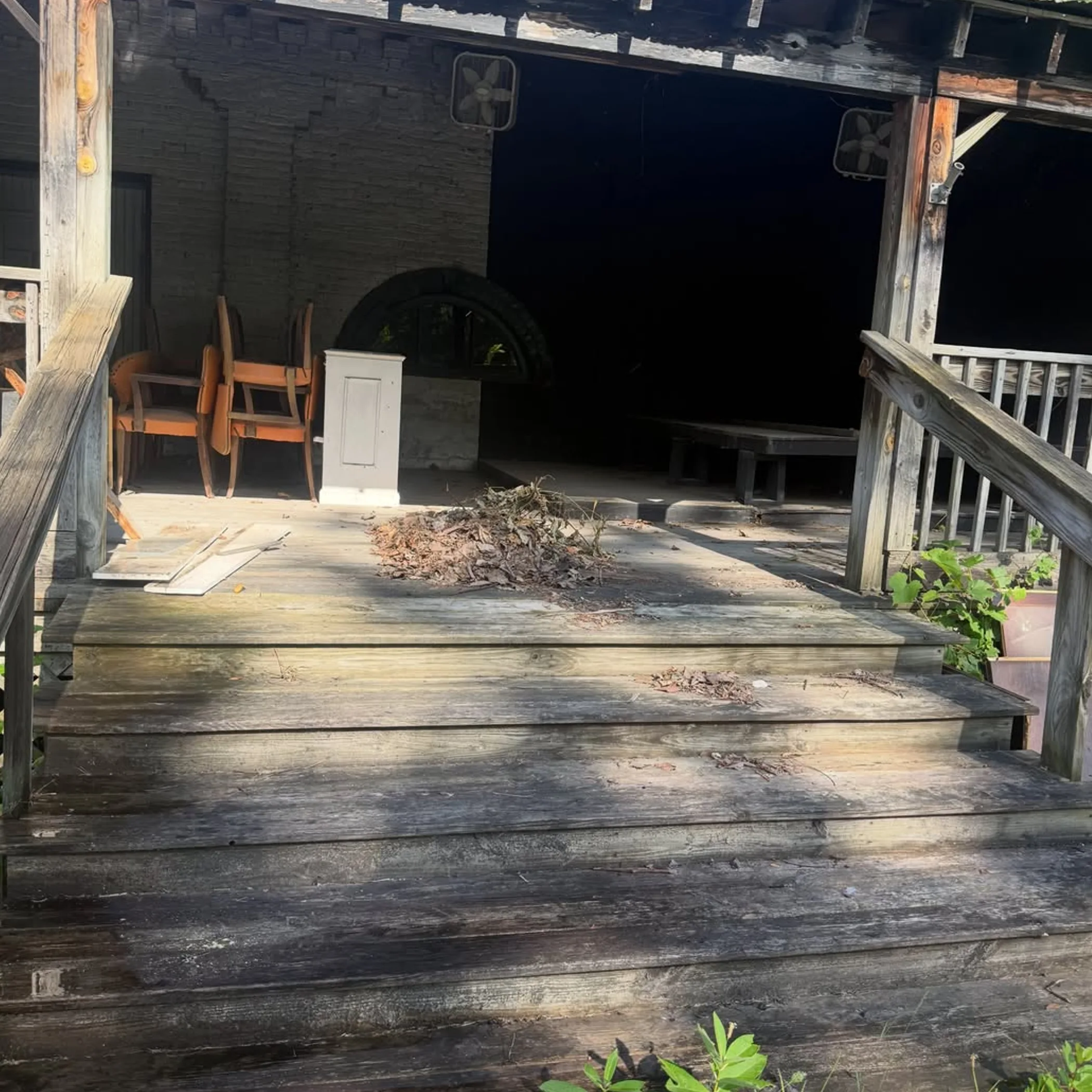 weathered deck needing cleaning maintenance